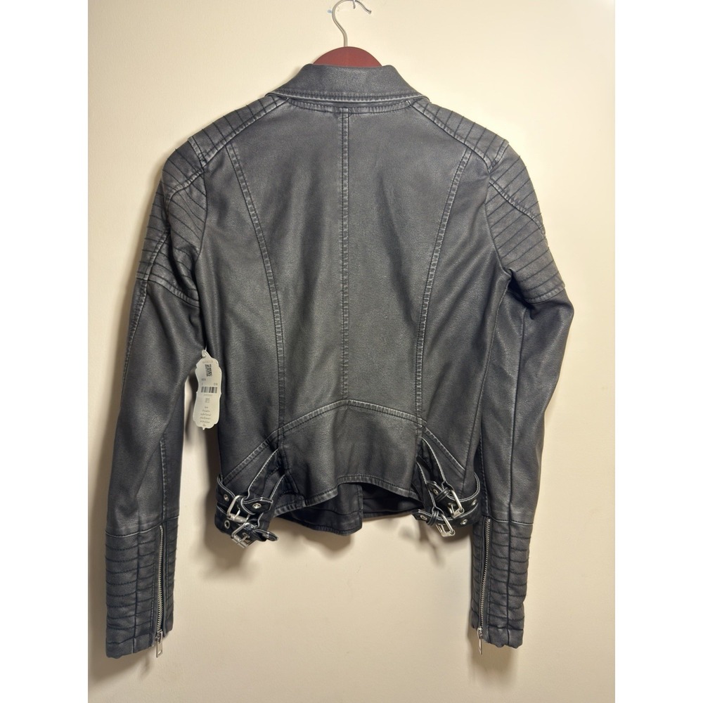 Altar'd State Jacket Women's Size XS Black Faux Leather Biker Motto Streetwear - Picture 2 of 16